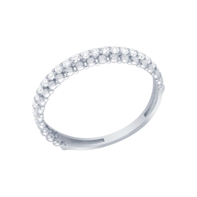 14 Ayar Beyaz Altın Taşlı Yüzük