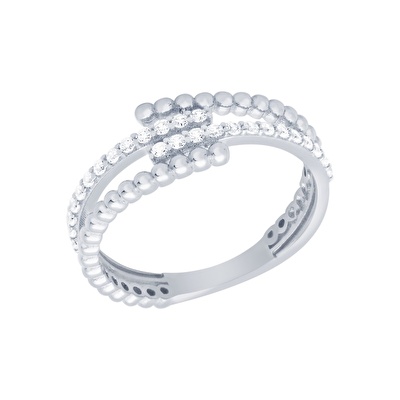 14 Ayar Beyaz Altın Taşlı Yüzük