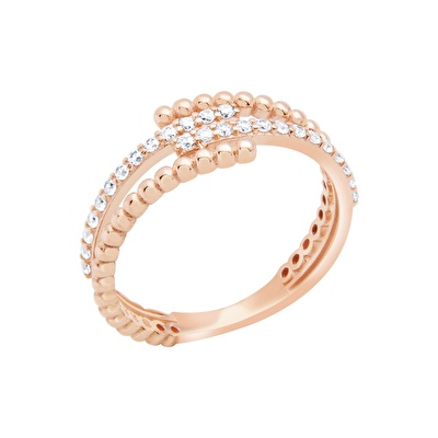 14 Ayar Rose Altın Taşlı Yüzük