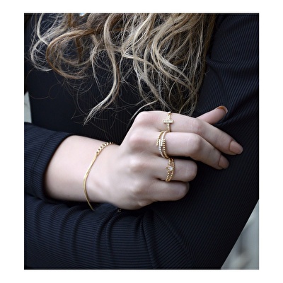 14 Ayar Sarı Altın Taşlı Yüzük