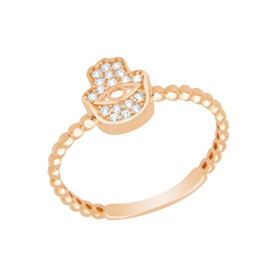 14 Ayar Rose Altın Fatma Ana Eli Figürlü Yüzük