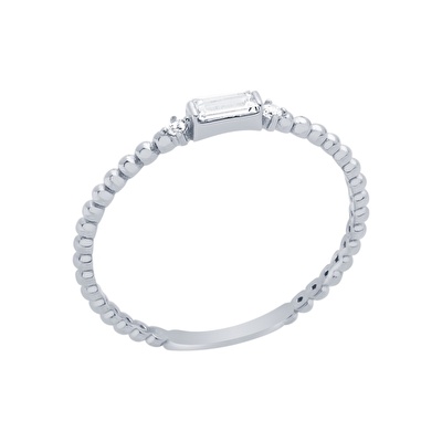 14 Ayar Beyaz Altın Baget Yüzük