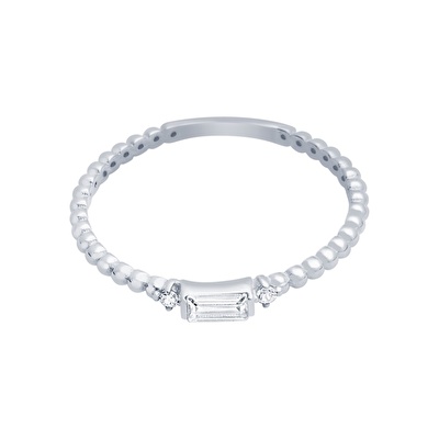 14 Ayar Beyaz Altın Baget Yüzük