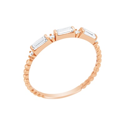 14 Ayar Rose Altın Baget Yüzük