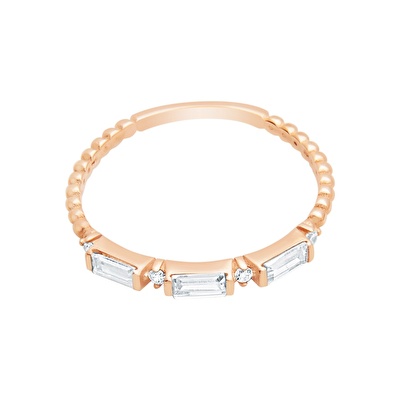 14 Ayar Rose Altın Baget Yüzük