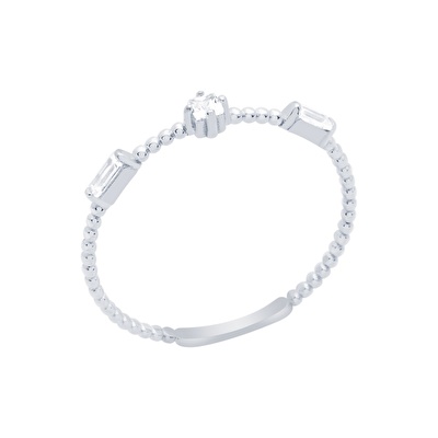 14 Ayar Beyaz Altın Baget Yüzük