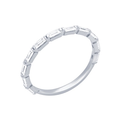 14 Ayar Beyaz Altın Baget Yüzük