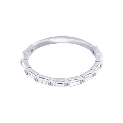 14 Ayar Beyaz Altın Baget Yüzük