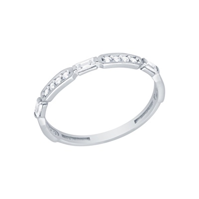 14 Ayar Beyaz Altın Baget Yüzük