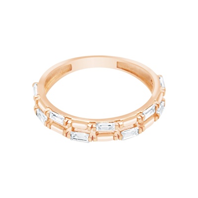 14 Ayar Rose Altın Baget Yüzük