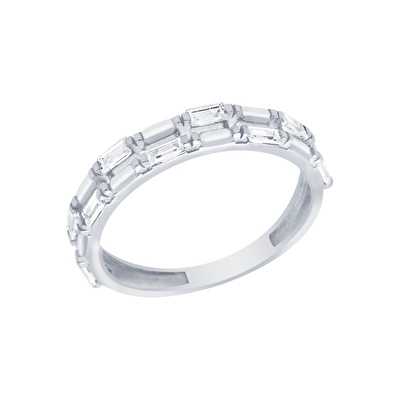 14 Ayar Beyaz Altın Baget Yüzük