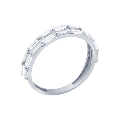 14 Ayar Beyaz Altın Baget Yüzük