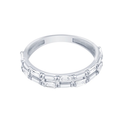 14 Ayar Beyaz Altın Baget Yüzük