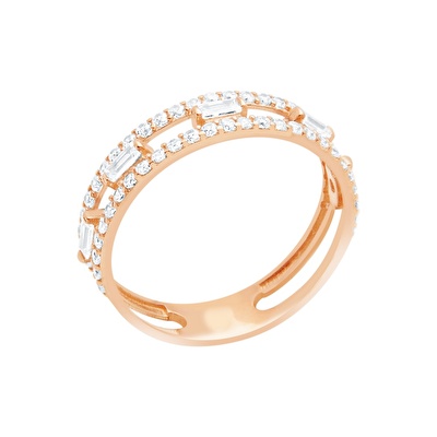 14 Ayar Rose Altın Baget Yüzük