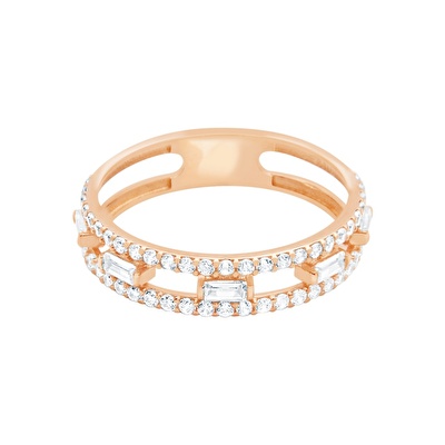 14 Ayar Rose Altın Baget Yüzük