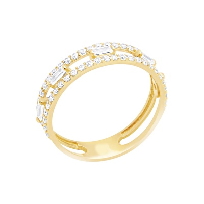 14 Ayar Sarı Altın Baget Yüzük