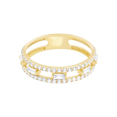 14 Ayar Sarı Altın Baget Yüzük