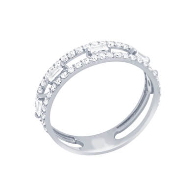 14 Ayar Beyaz Altın Baget Yüzük