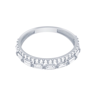 14 Ayar Beyaz Altın Baget Yüzük