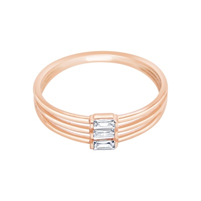 14 Ayar Rose Altın Baget Yüzük