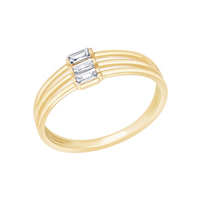 14 Ayar Sarı Altın Baget Yüzük