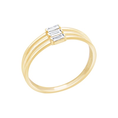 14 Ayar Sarı Altın Baget Yüzük