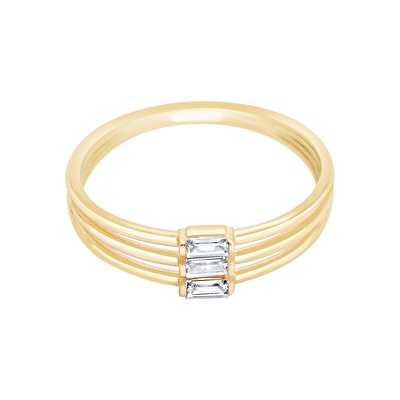 14 Ayar Sarı Altın Baget Yüzük