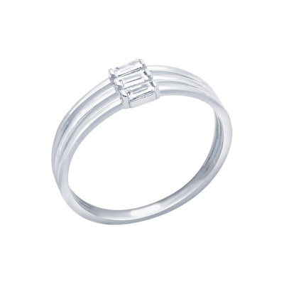 14 Ayar Beyaz Altın Baget Yüzük