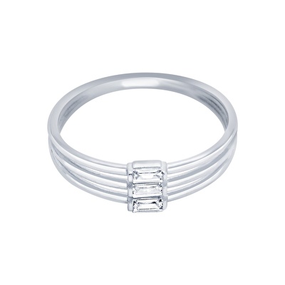 14 Ayar Beyaz Altın Baget Yüzük