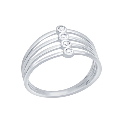 14 Ayar Beyaz Altın Taşlı Yüzük