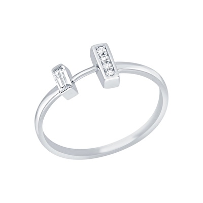 14 Ayar Beyaz Altın Baget Yüzük