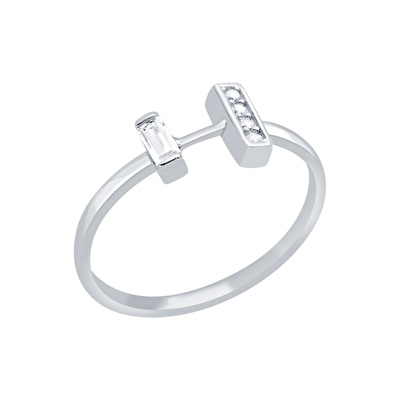 14 Ayar Beyaz Altın Baget Yüzük