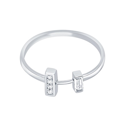 14 Ayar Beyaz Altın Baget Yüzük