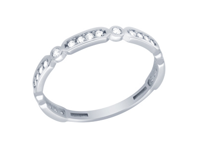 14 Ayar Beyaz Altın Taşlı Yüzük