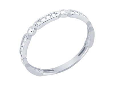 14 Ayar Beyaz Altın Taşlı Yüzük