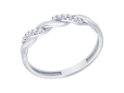 14 Ayar Beyaz Altın Taşlı Burgu Yüzük