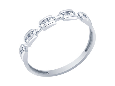 14 Ayar Beyaz Altın Taşlı Yüzük