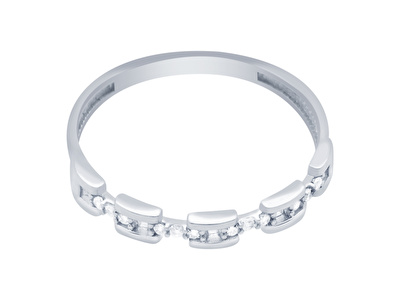 14 Ayar Beyaz Altın Taşlı Yüzük