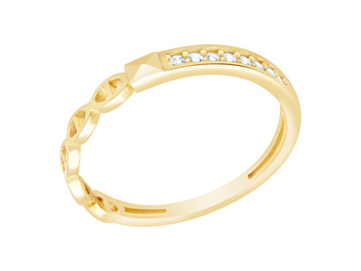 14 Ayar Sarı Altın Taşlı Alyans Yüzük