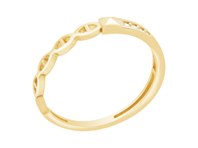 14 Ayar Sarı Altın Taşlı Alyans Yüzük