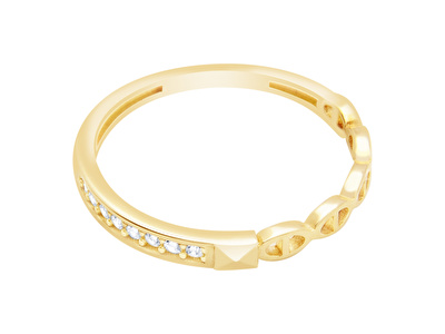 14 Ayar Sarı Altın Taşlı Alyans Yüzük