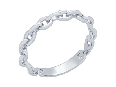 14 Ayar Beyaz Altın Trend Zincir Yüzük