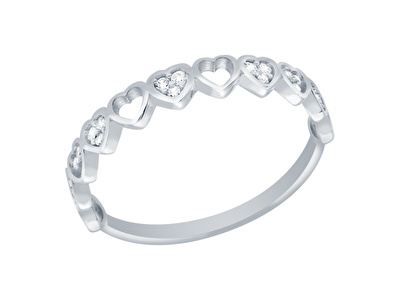 14 Ayar Beyaz Altın Kalp Figürlü Yüzük