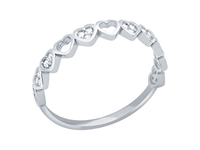 14 Ayar Beyaz Altın Kalp Figürlü Yüzük