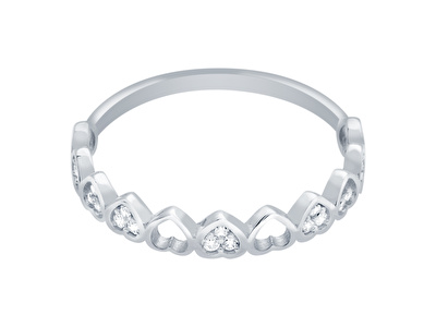 14 Ayar Beyaz Altın Kalp Figürlü Yüzük