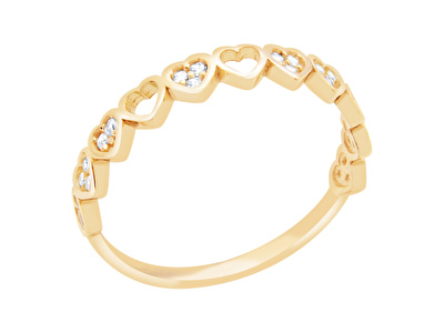 14 Ayar Sarı Altın Kalp Figürlü Yüzük