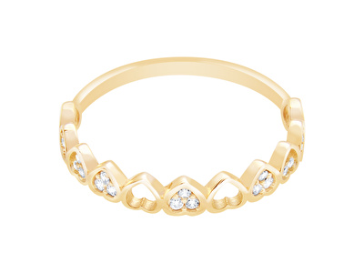 14 Ayar Sarı Altın Kalp Figürlü Yüzük