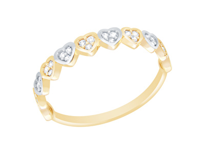 14 Ayar Sarı-Beyaz Altın Kalp Figürlü Yüzük