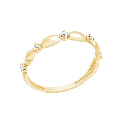 14 Ayar Sarı Altın Taşlı Yüzük