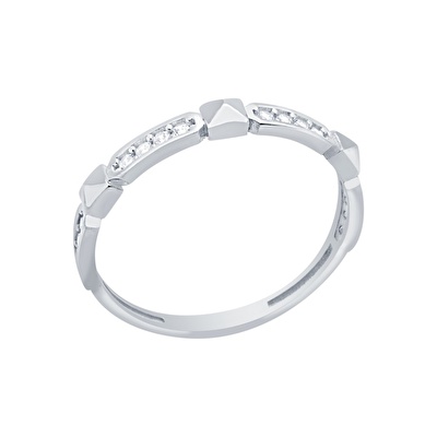 14 Ayar Beyaz Altın Taşlı Trend Yüzük